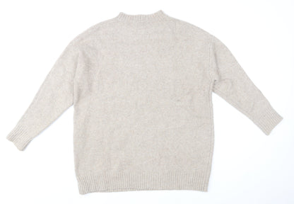 Bershka Men Beige High Neck Knit Pullover Jumper Size S