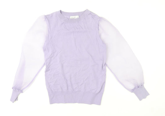 Gallery Womens Lilac Puff Sleeve Pullover Jumper Size S