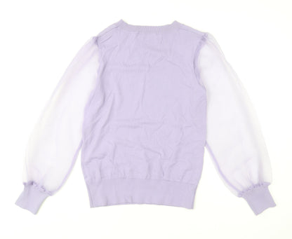 Gallery Womens Lilac Puff Sleeve Pullover Jumper Size S