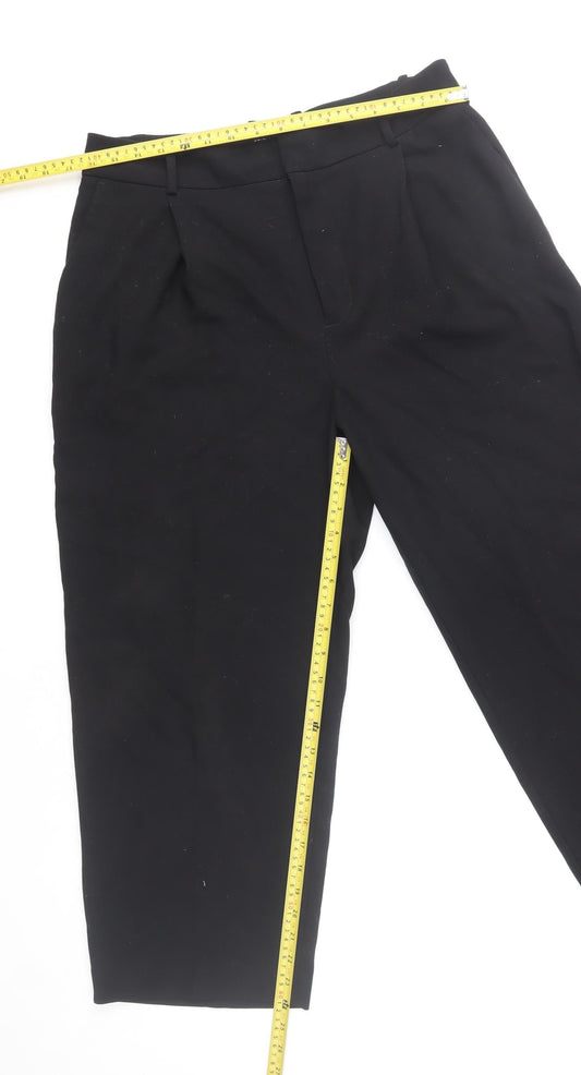 Zara Men Black L Chino Trousers Classic Fit Polyester Blend