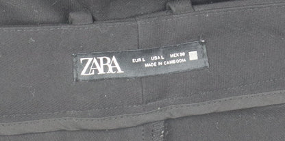 Zara Men Black L Chino Trousers Classic Fit Polyester Blend