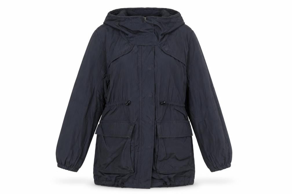 Jigsaw Womens Black Parka Coat S Hooded Longline Drawstring Jacket