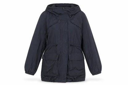 Jigsaw Womens Black Parka Coat S Hooded Longline Drawstring Jacket
