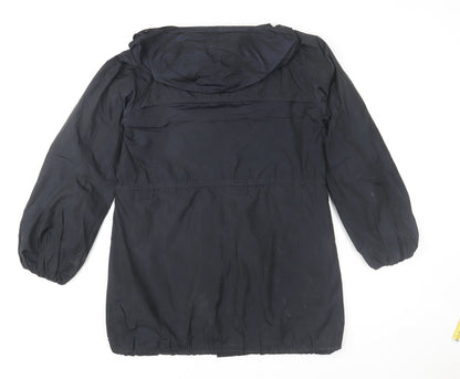 Jigsaw Womens Black Parka Coat S Hooded Longline Drawstring Jacket