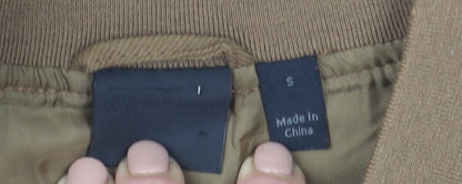 ASOS Men's Brown Striped Bomber Jacket S Regular Fit Cotton Blend