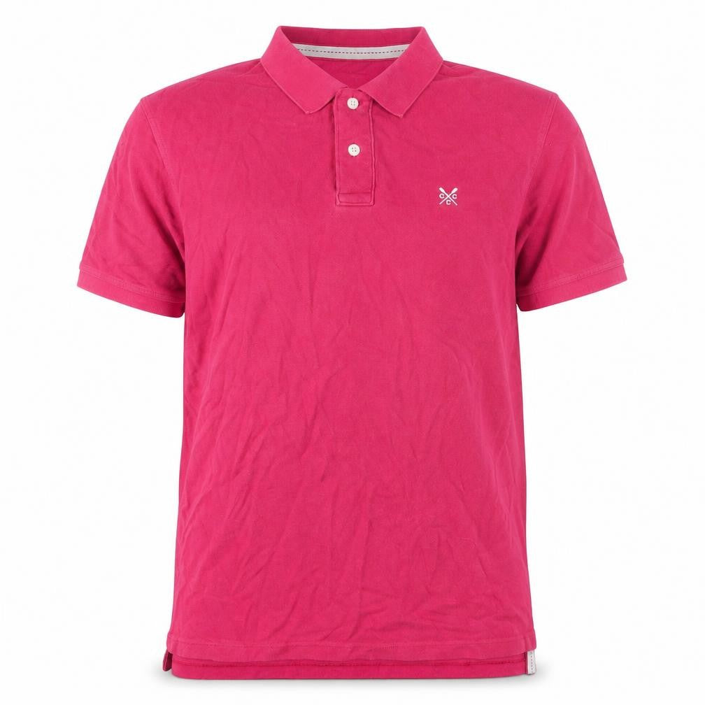 Front view of Crew Clothing Men’s Pink Collared Cotton Polo T-Shirt, size L