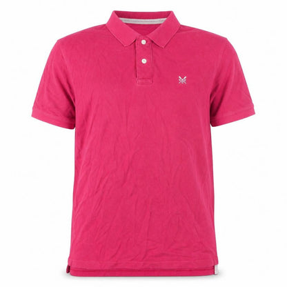 Front view of Crew Clothing Men’s Pink Collared Cotton Polo T-Shirt, size L