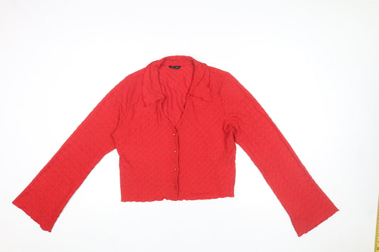 Womens UK Size 12 Monki Red Cropped Button-Up