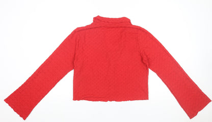 Womens UK Size 12 Monki Red Cropped Button-Up