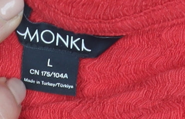 Womens UK Size 12 Monki Red Cropped Button-Up