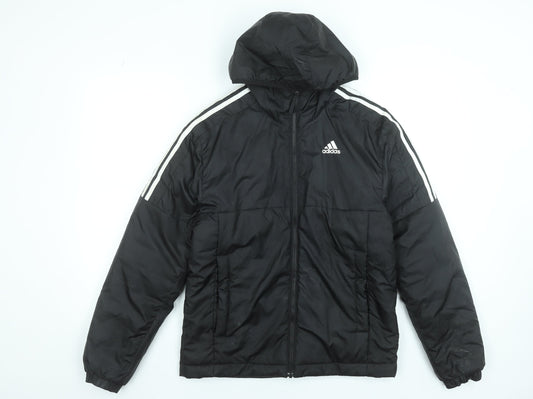 Adidas Men's Black XS Puffer Jacket Hooded Full Zip Winter Coat