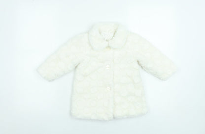 Young Dimension Girls Ivory Polka Dot Faux Fur Coat 12-18 Months Winter