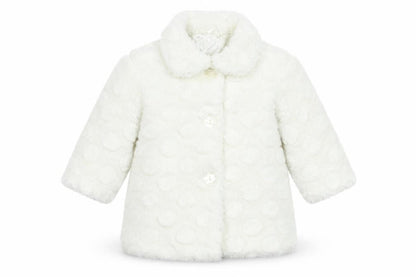 Young Dimension Girls Ivory Polka Dot Faux Fur Coat 12-18 Months Winter