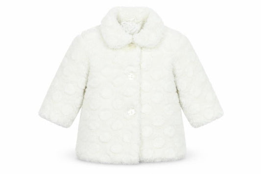 Young Dimension Girls Ivory Polka Dot Faux Fur Coat 12-18 Months Winter
