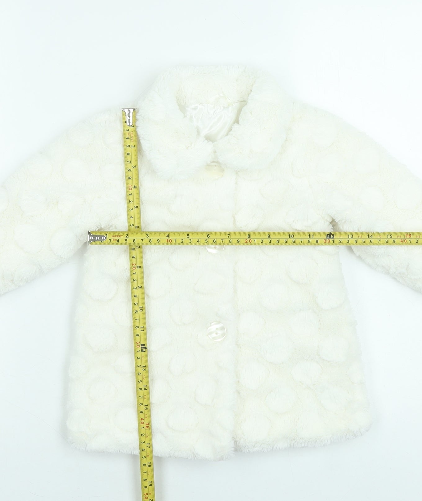 Young Dimension Girls Ivory Polka Dot Faux Fur Coat 12-18 Months Winter