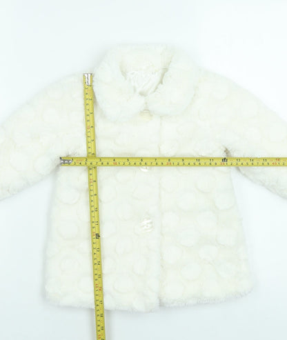 Young Dimension Girls Ivory Polka Dot Faux Fur Coat 12-18 Months Winter