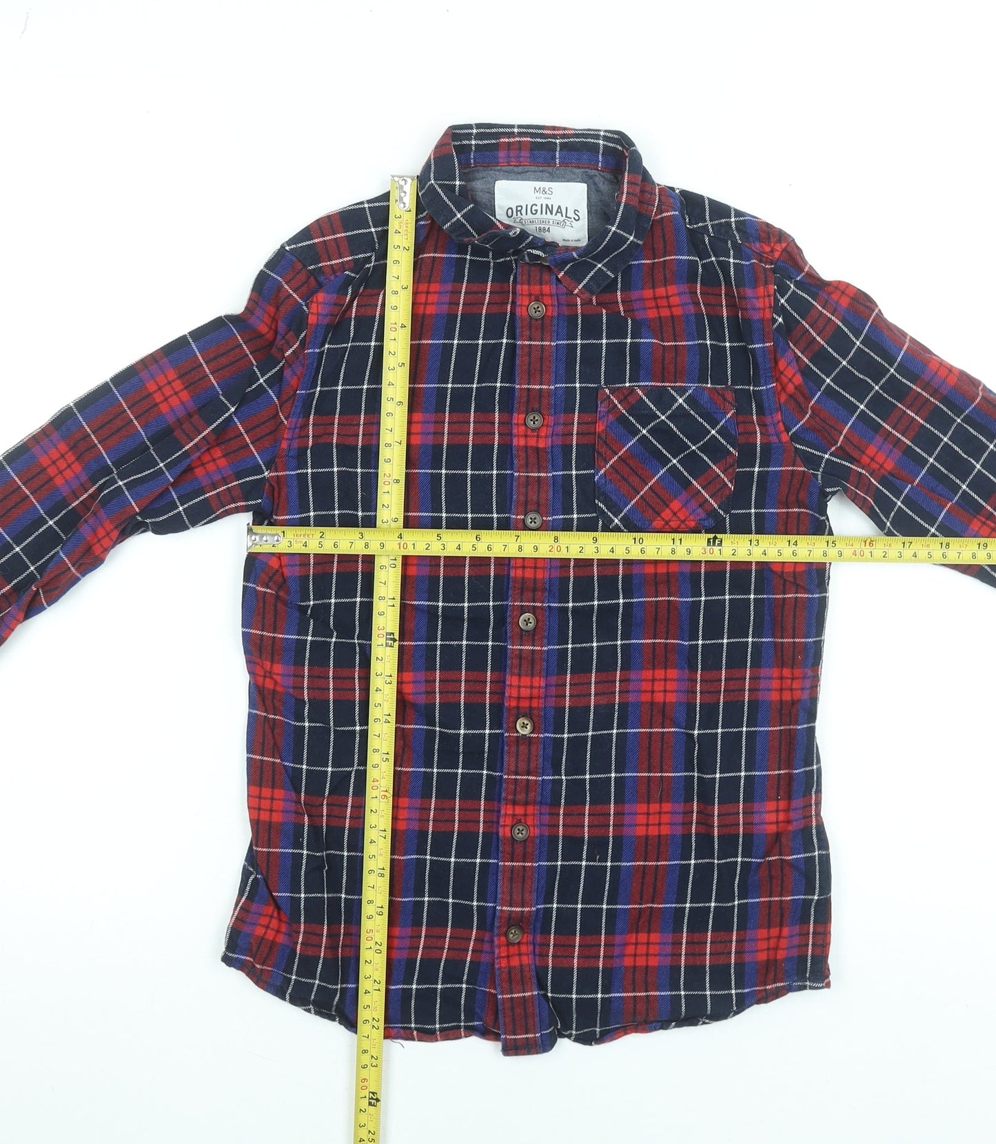 Boys UK Size 11-12 Years Marks and Spencer Multicoloured Basic Button-Up