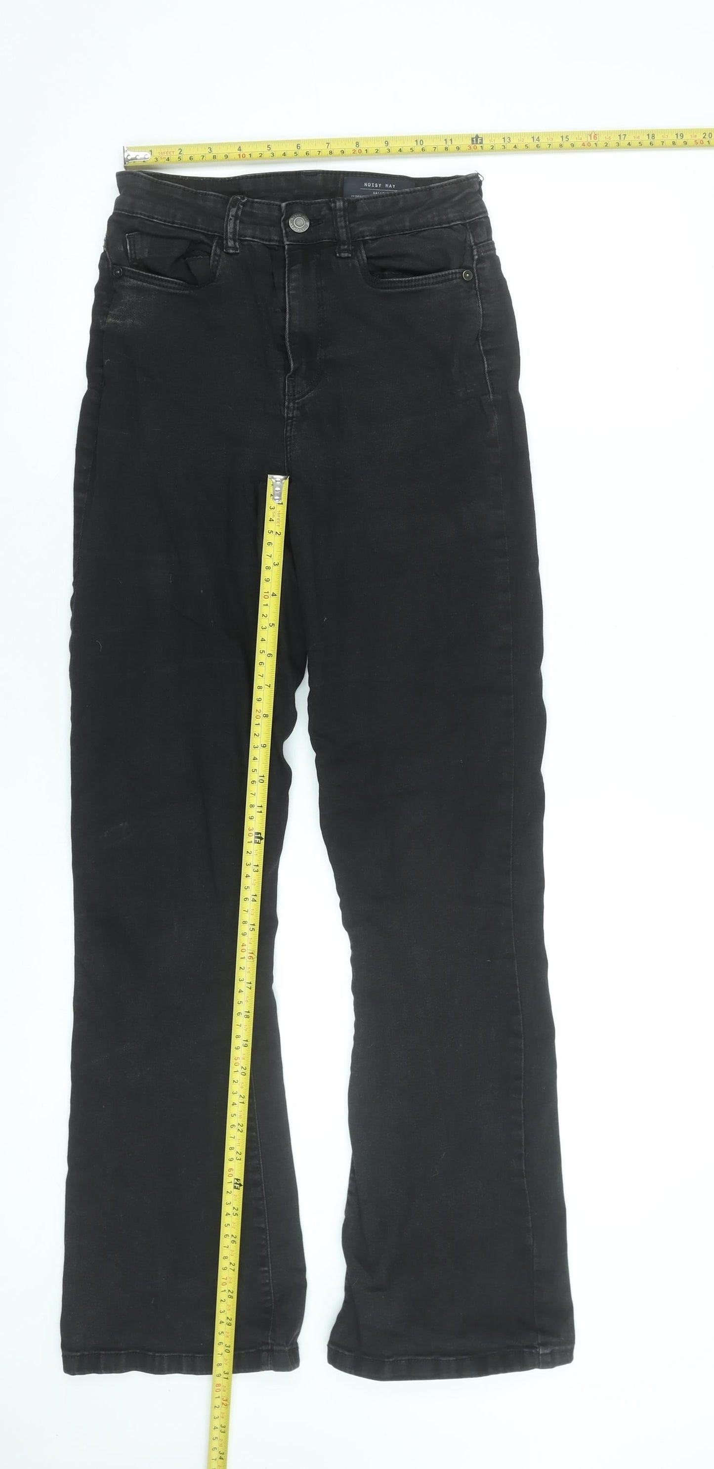 Noisy May Women’s Black Flared High Waist Slim Jeans Size 10