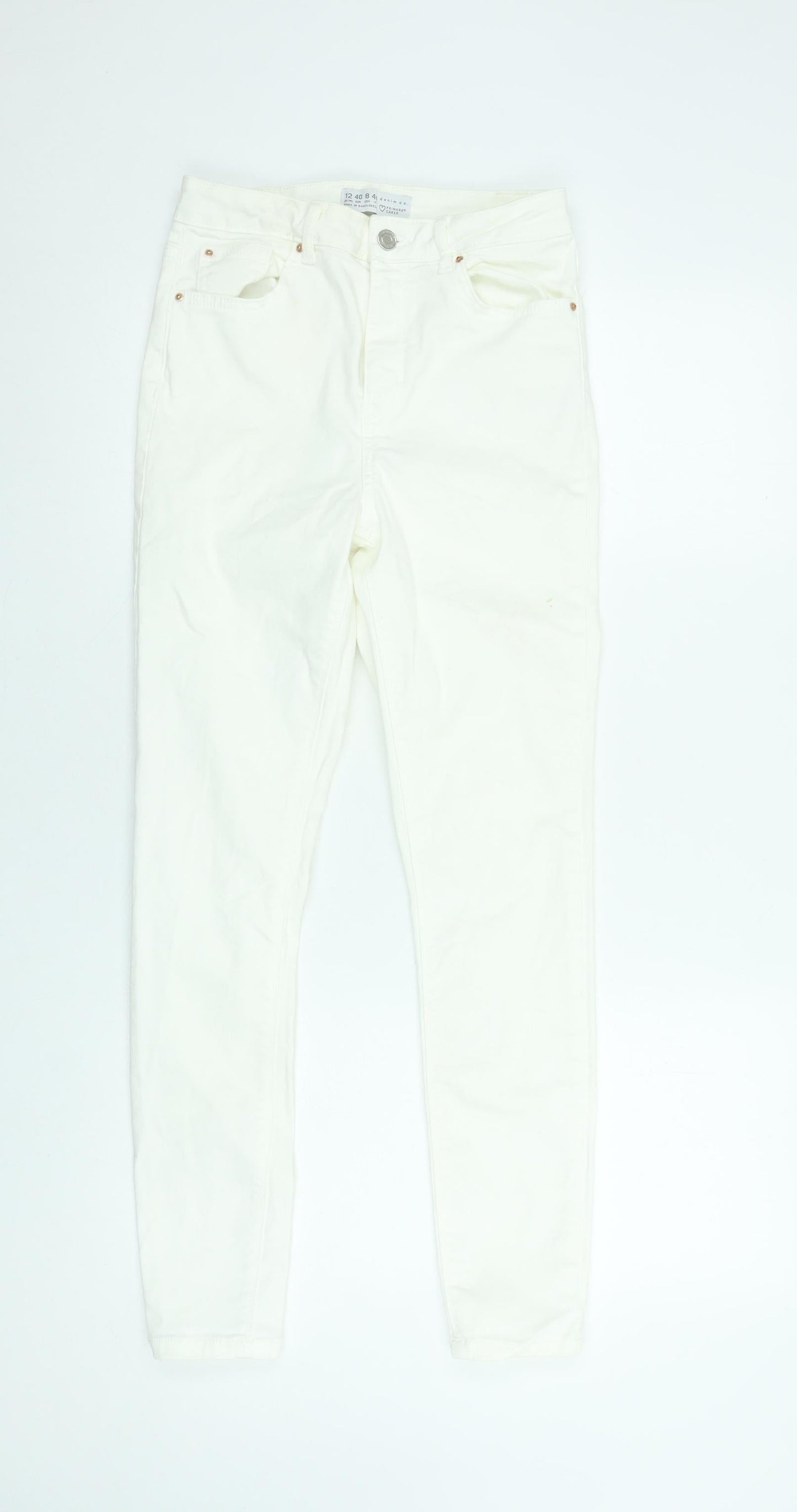 Primark Women Ivory Skinny Stretch Jeans Size 12