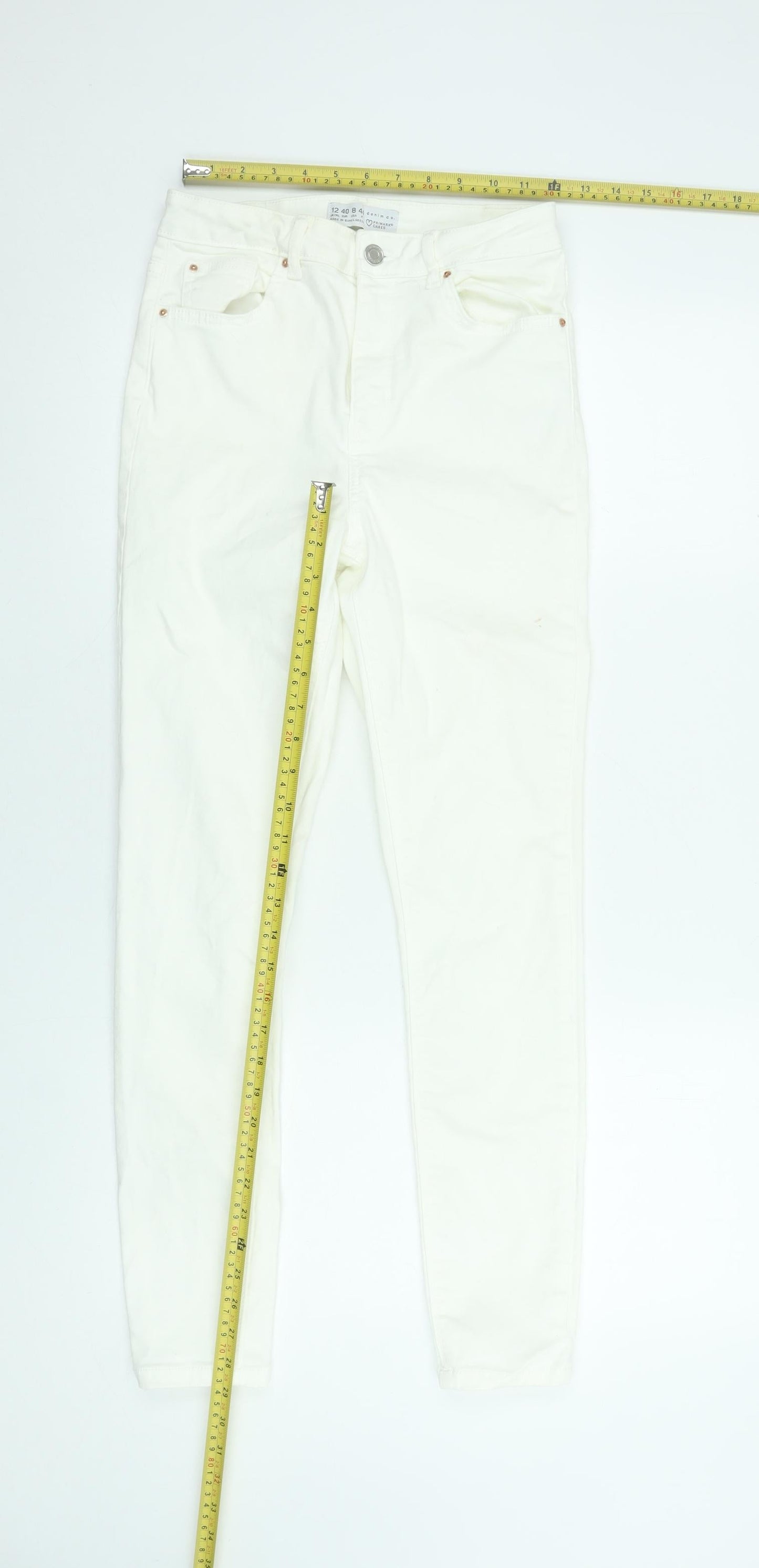 Primark Women Ivory Skinny Stretch Jeans Size 12