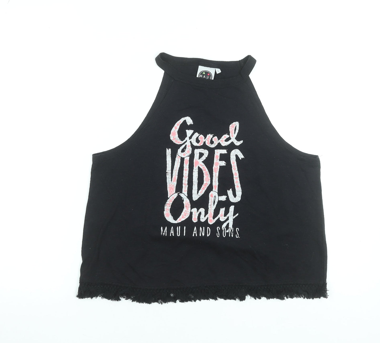 Womens UK Size L Maui and Sons Black Cropped Tank