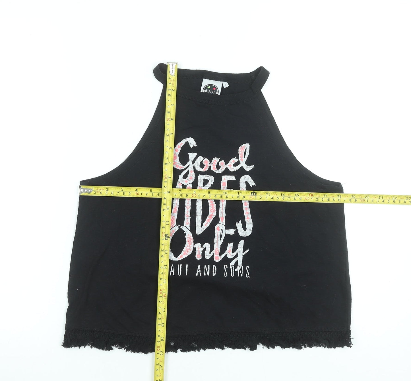 Womens UK Size L Maui and Sons Black Cropped Tank