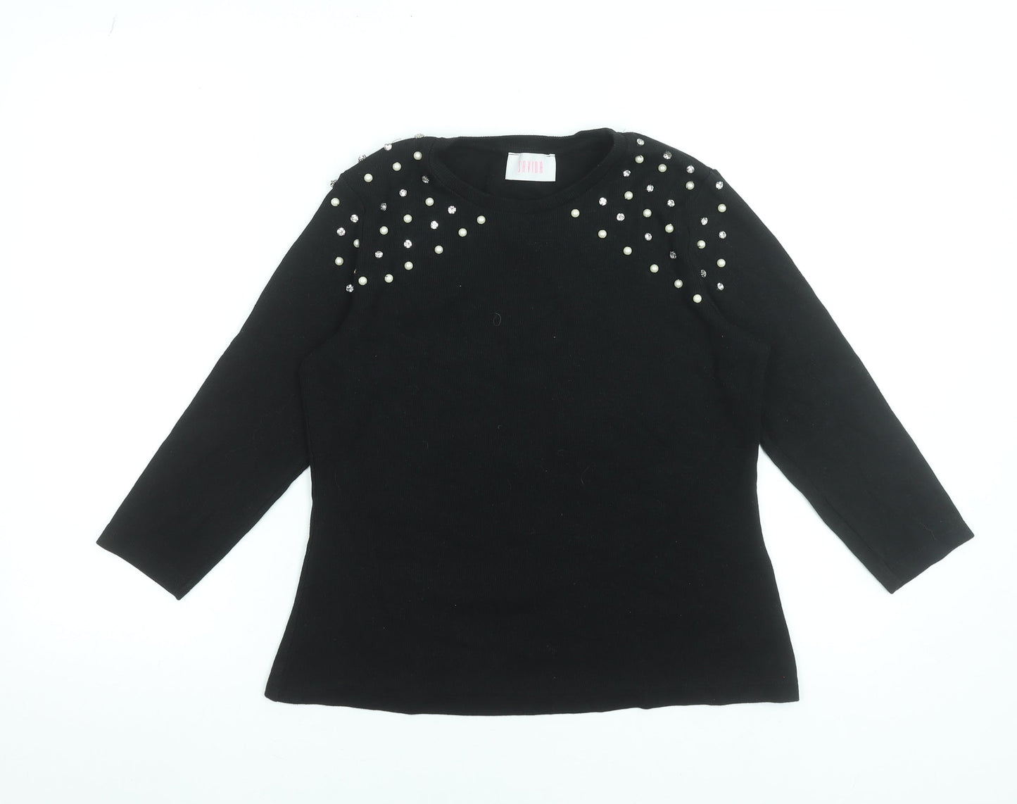 Womens UK Size 16 Savida Black Basic T-Shirt