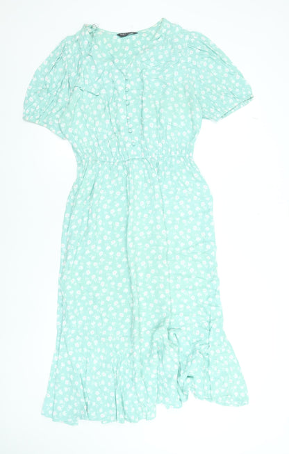 Marks and Spencer Women Green Floral Midi Fit & Flare Dress Size 12