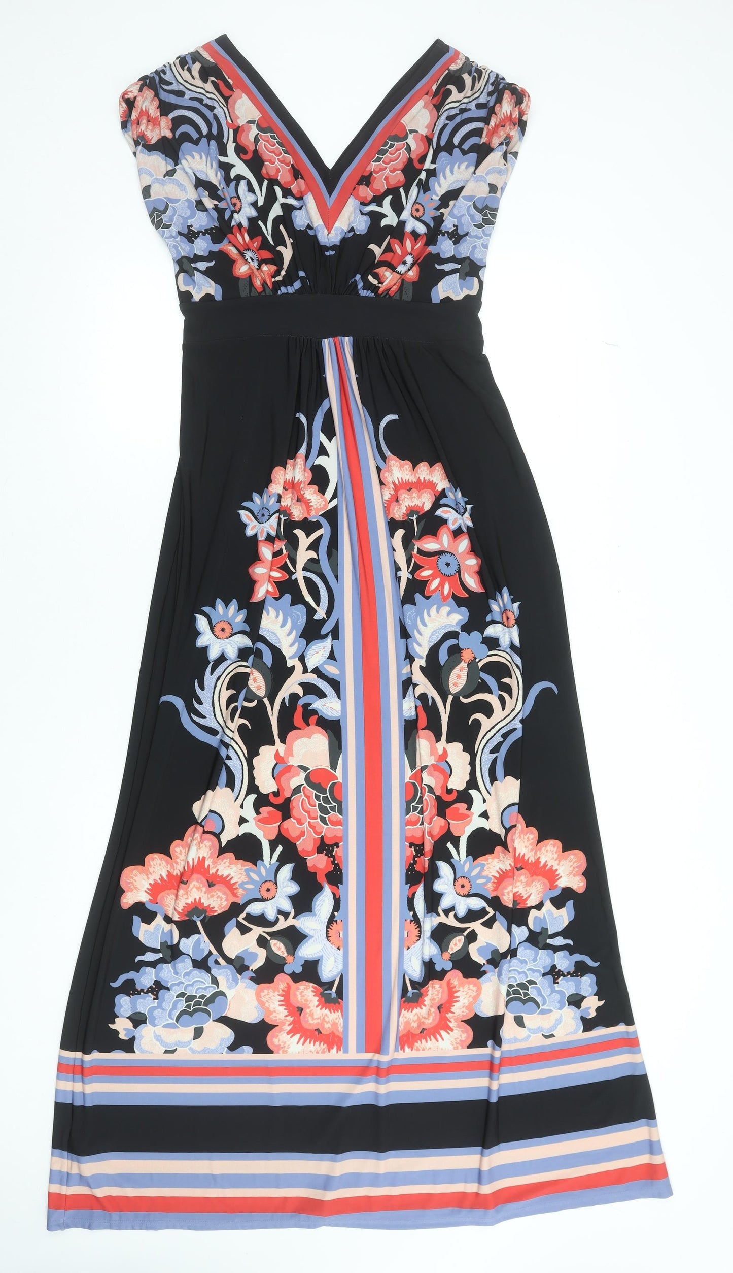 Monsoon Women’s Multicoloured Floral Maxi Dress Size 10 V-Neck