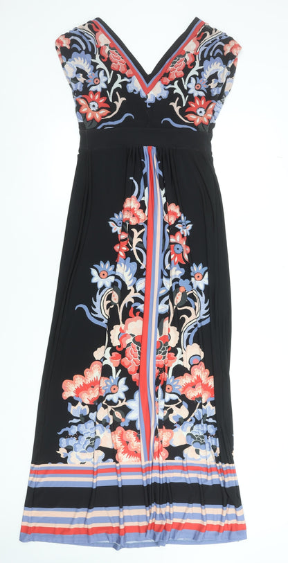 Monsoon Women’s Multicoloured Floral Maxi Dress Size 10 V-Neck