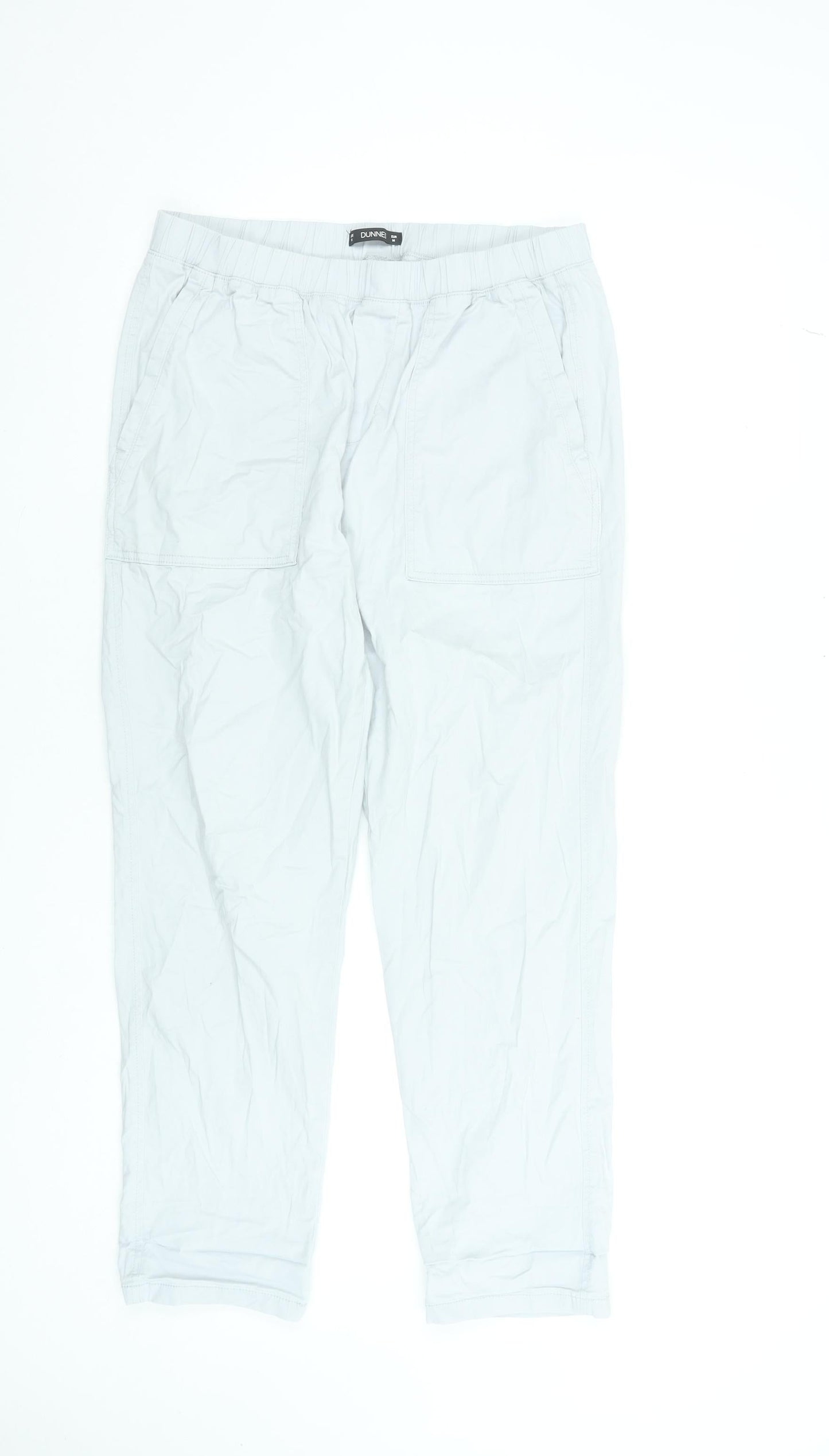 Dunnes Stores Women's White Capri Trousers Size M Cotton Elastic Waist
