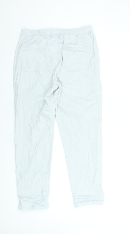 Dunnes Stores Women's White Capri Trousers Size M Cotton Elastic Waist