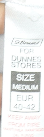 Dunnes Stores Women's White Capri Trousers Size M Cotton Elastic Waist