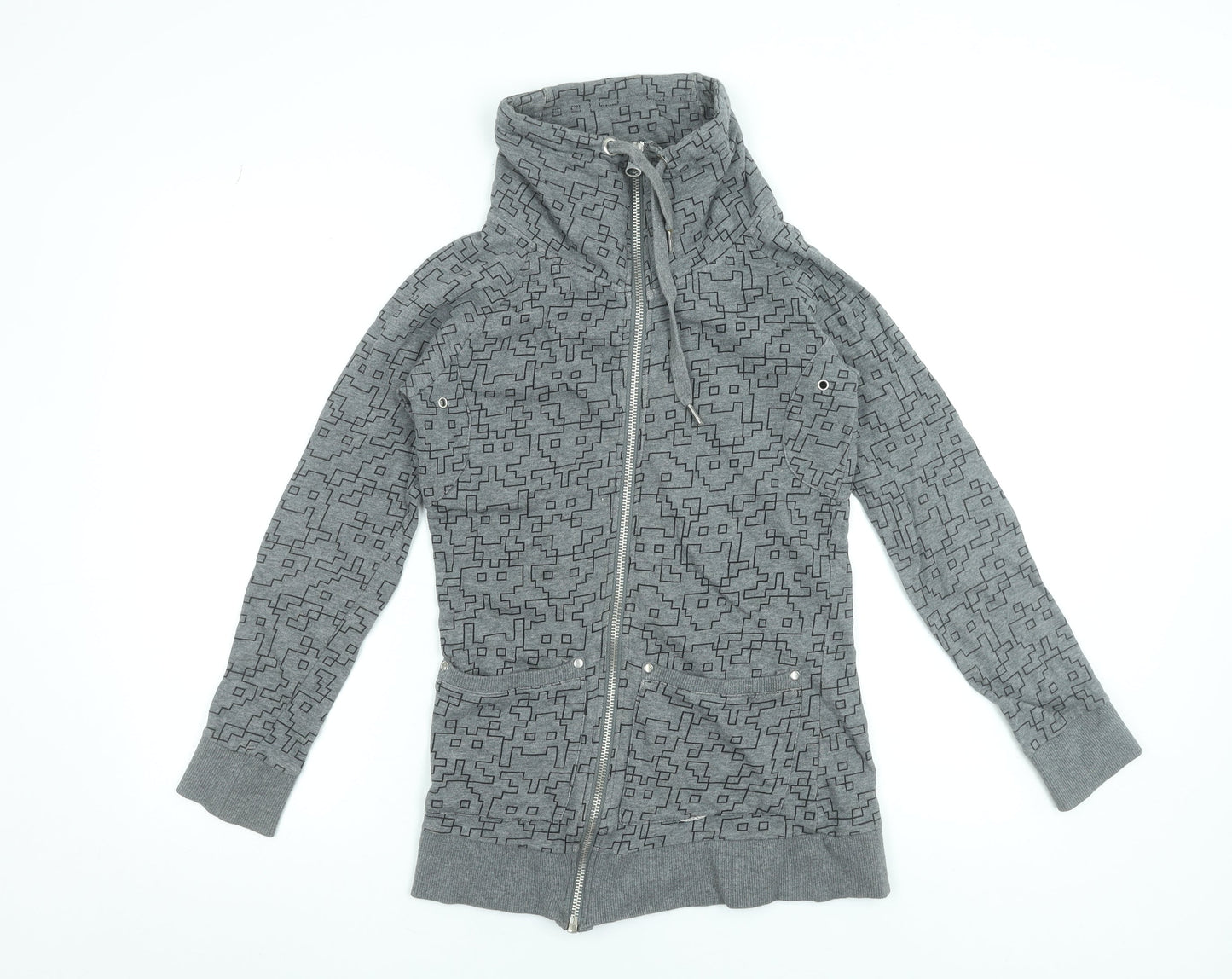 Womens UK Size XS Only Grey Full Zip Sweatshirt