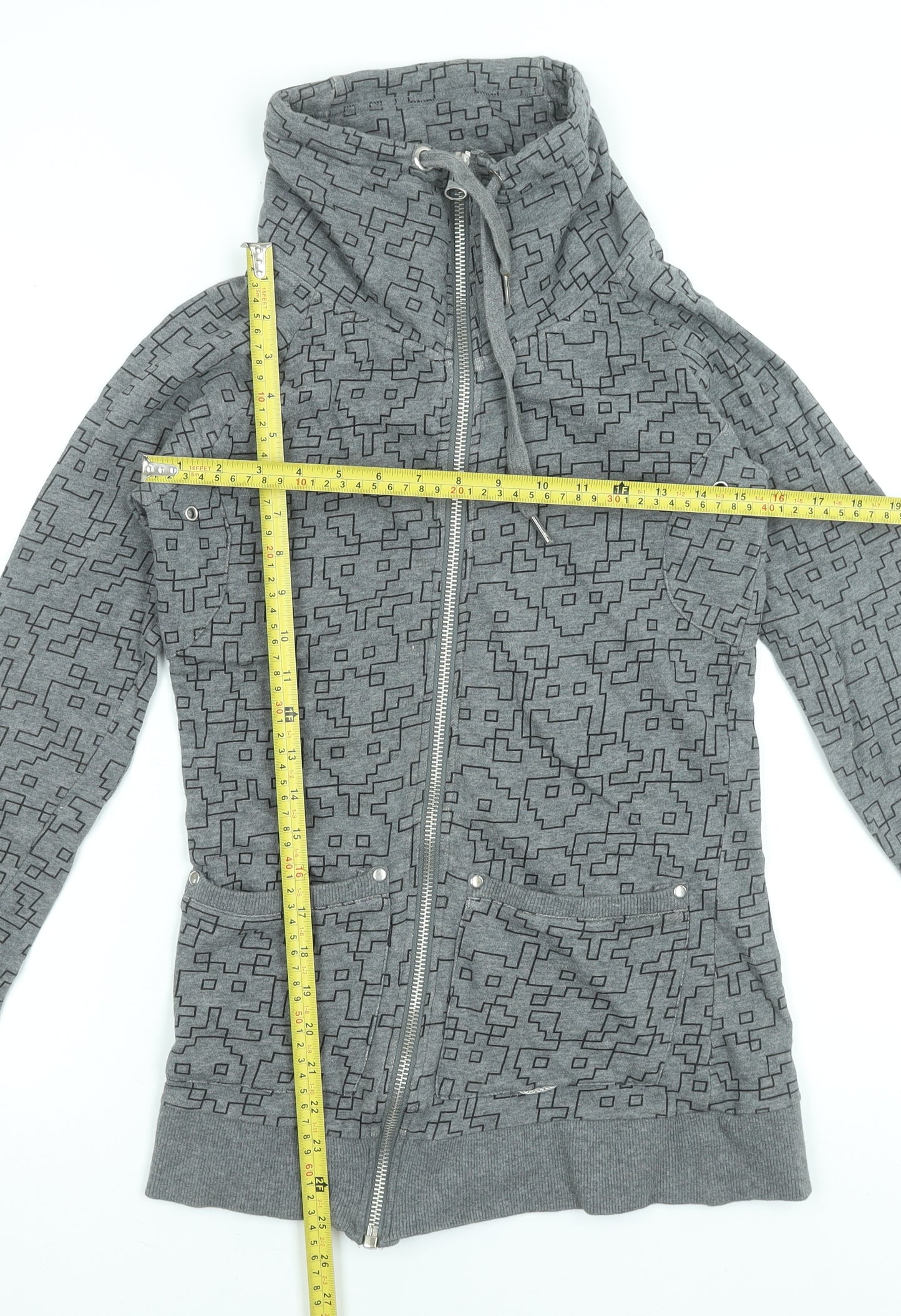 Womens UK Size XS Only Grey Full Zip Sweatshirt
