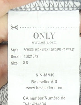 Womens UK Size XS Only Grey Full Zip Sweatshirt