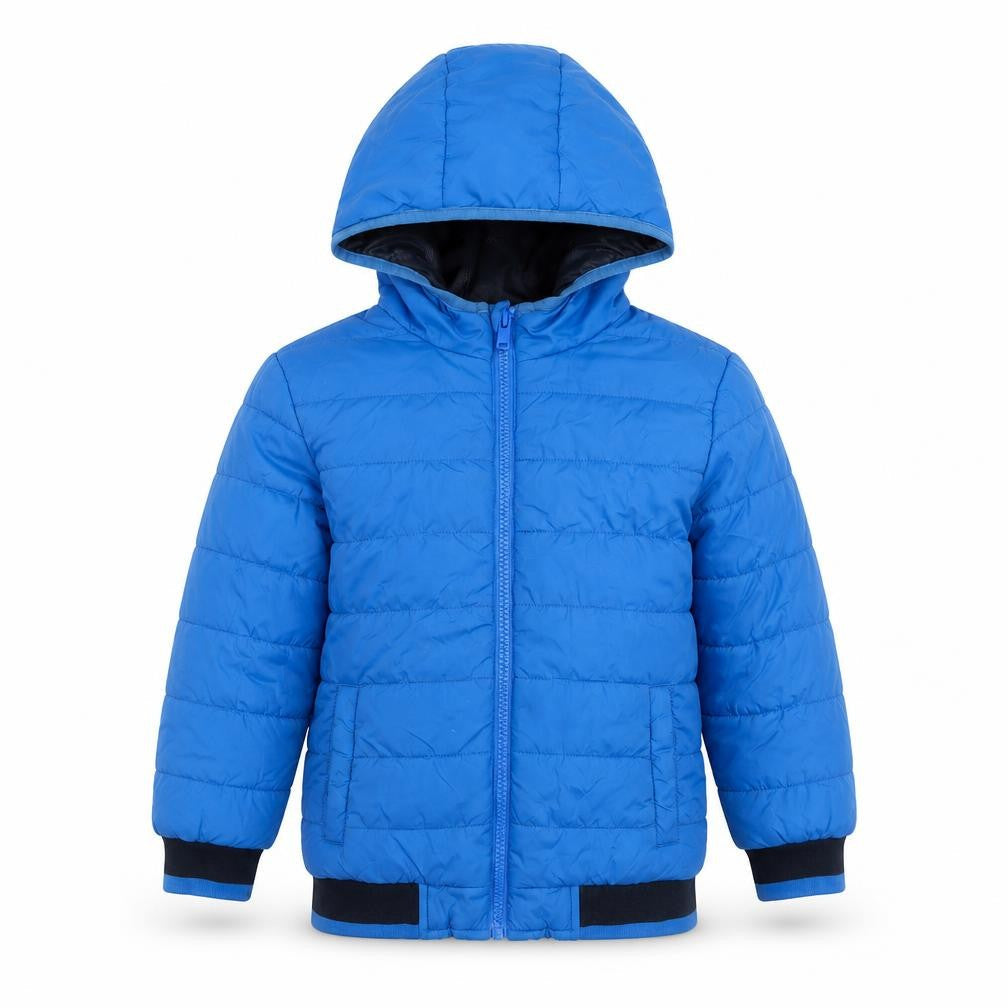 Dunnes Boys Blue 5-6 Years Puffer Jacket Hooded Full Zip Lined