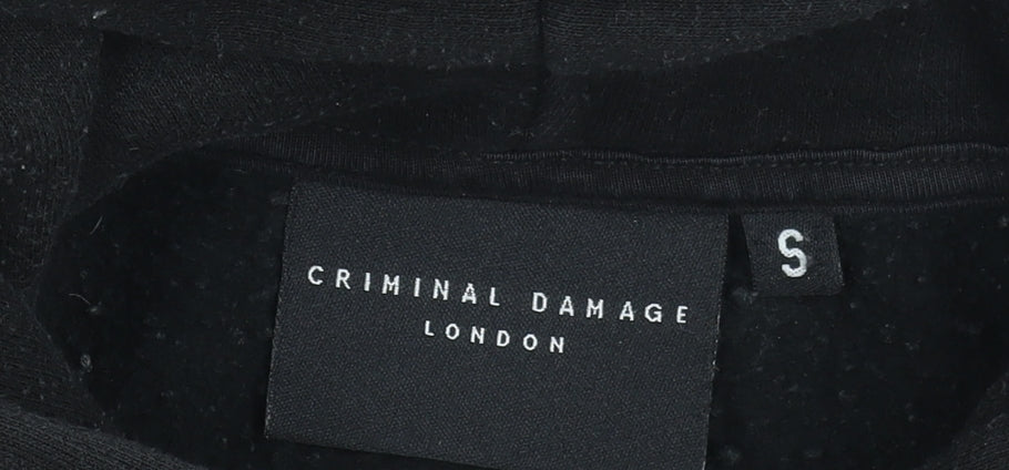 Mens UK Size S Criminal Damage Black Pullover Hoodie