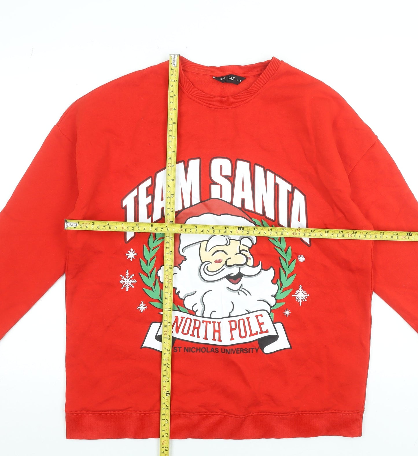 F&F Women Red Team Santa North Pole Christmas Sweatshirt M