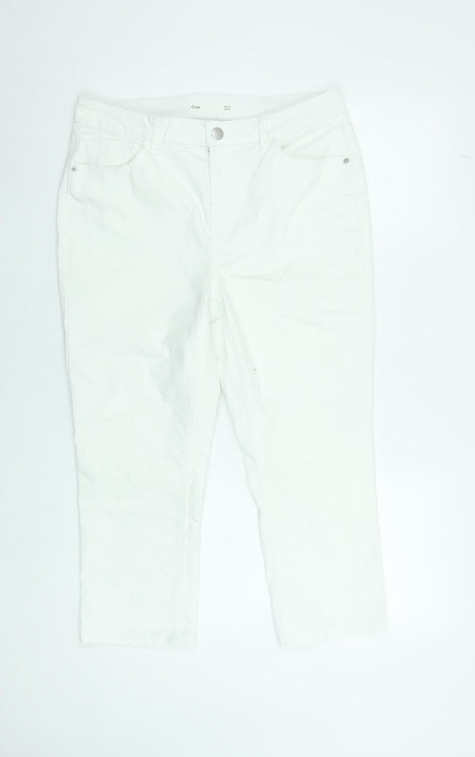 Dunnes Stores Women's White Cropped Stretch Jeans Size 14