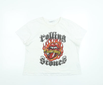 Womens UK Size 2XL Rolling Stones White Basic T-Shirt