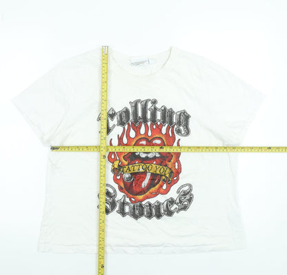 Womens UK Size 2XL Rolling Stones White Basic T-Shirt