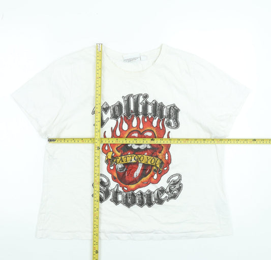 Womens UK Size 2XL Rolling Stones White Basic T-Shirt