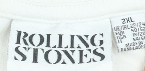 Womens UK Size 2XL Rolling Stones White Basic T-Shirt