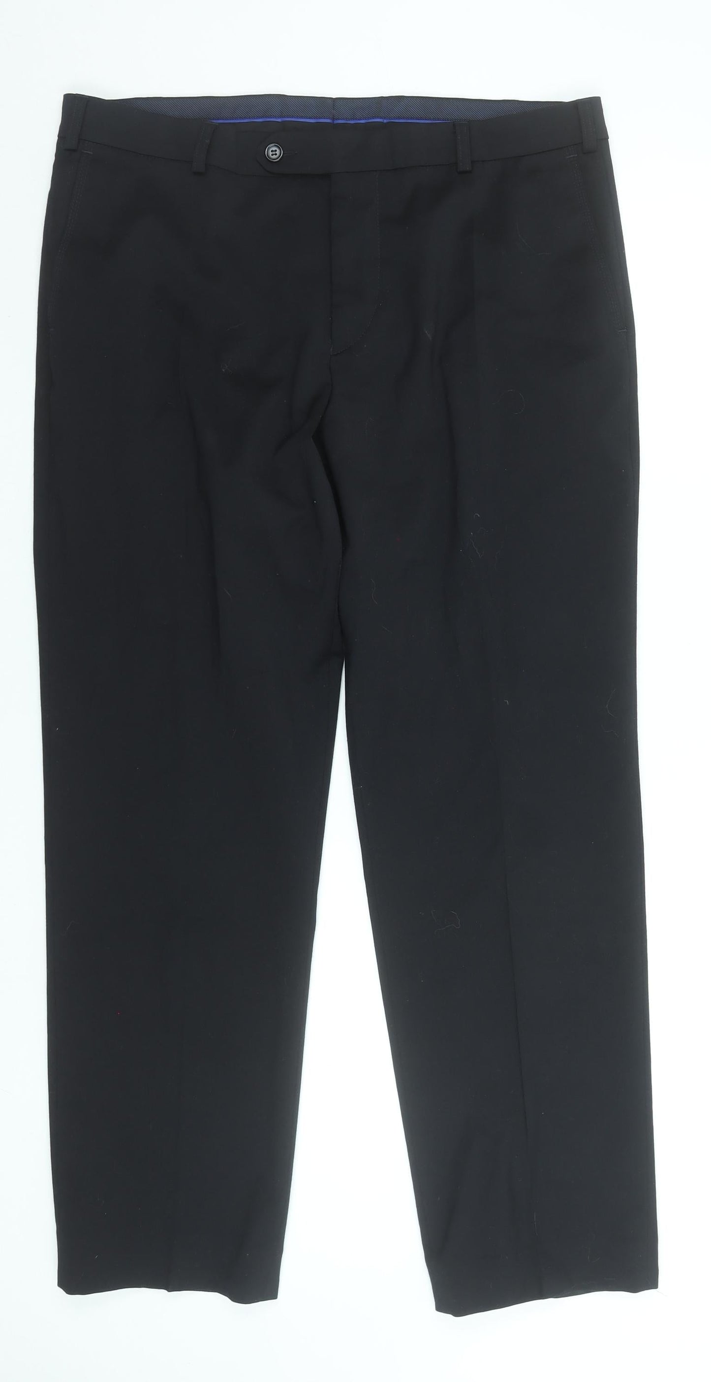 Brühl Men's Black 38R Dress Trousers Wool Blend Regular Fit
