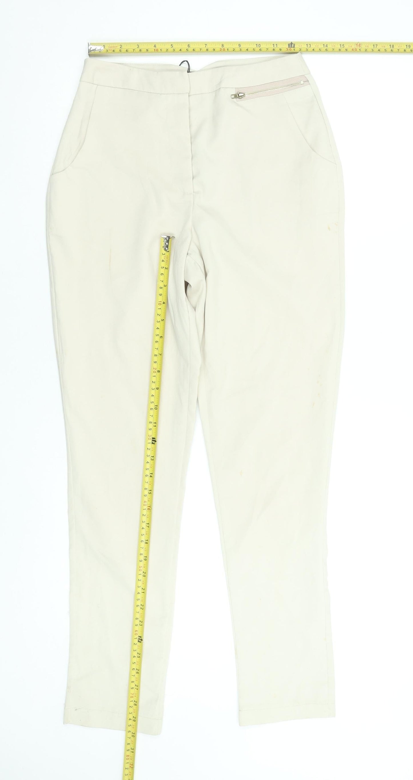 Womens UK Size 8 Missguided Slim Fit Casual Business Beige Trousers