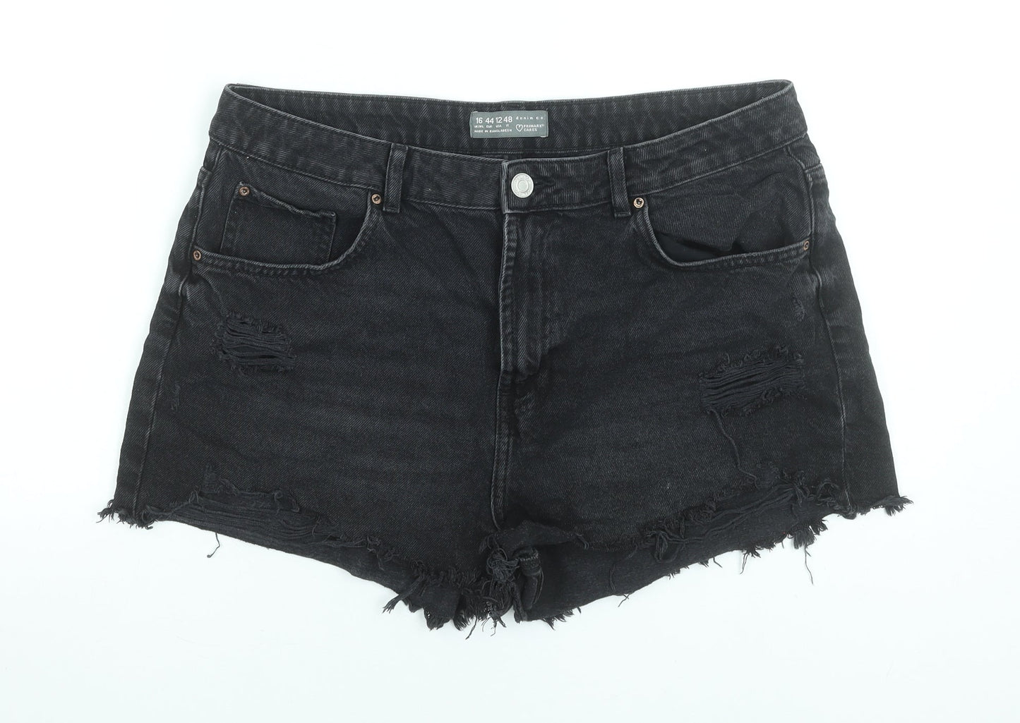 Primark Women's Black Size 16 Cut-Off Denim Shorts