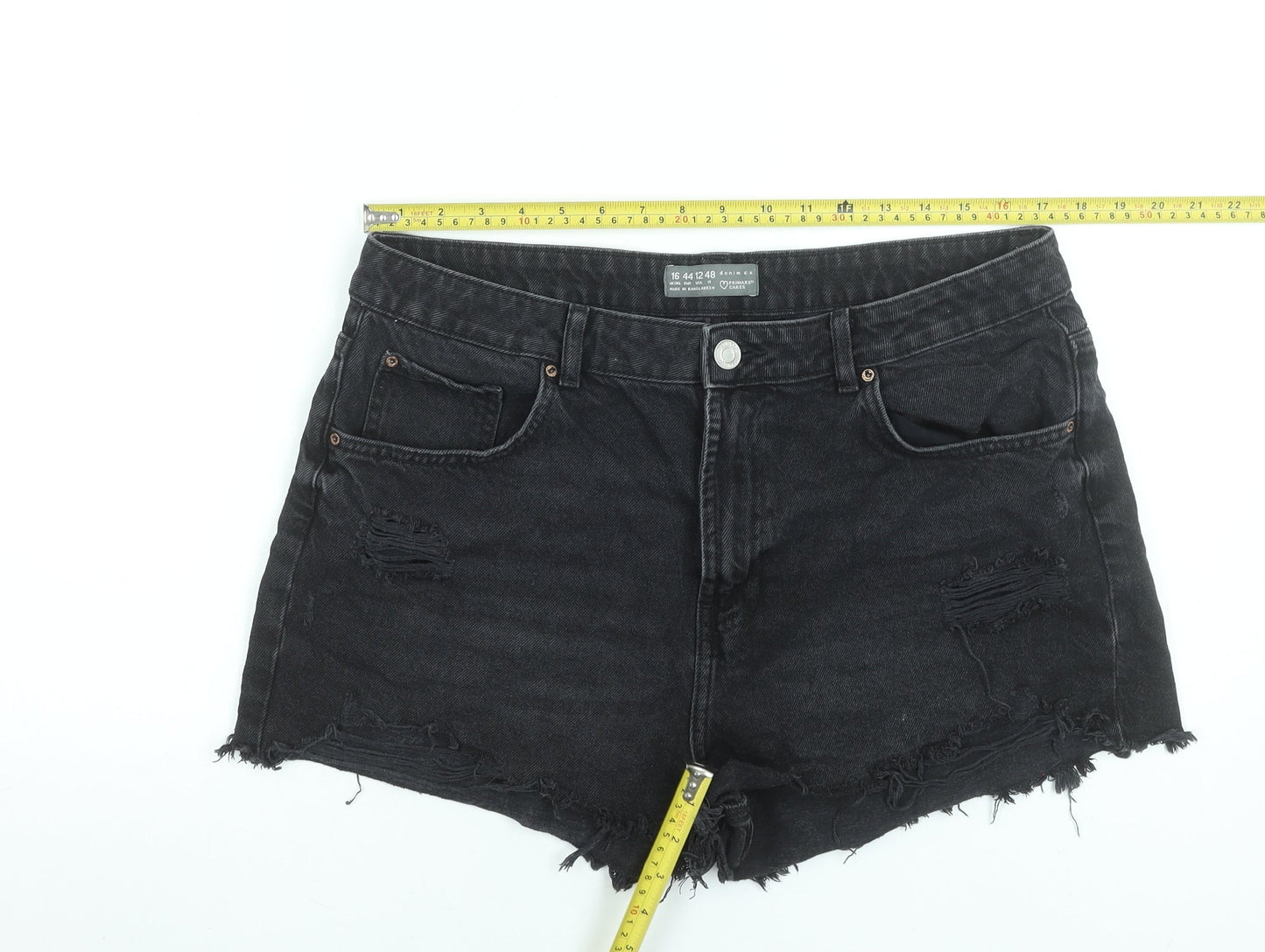 Primark Women's Black Size 16 Cut-Off Denim Shorts