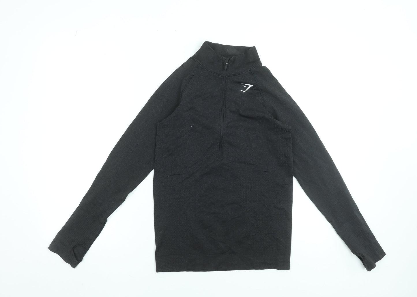 Gymshark Women Black Long Sleeve 1/4 Zip Slim Fit Training Top Size S