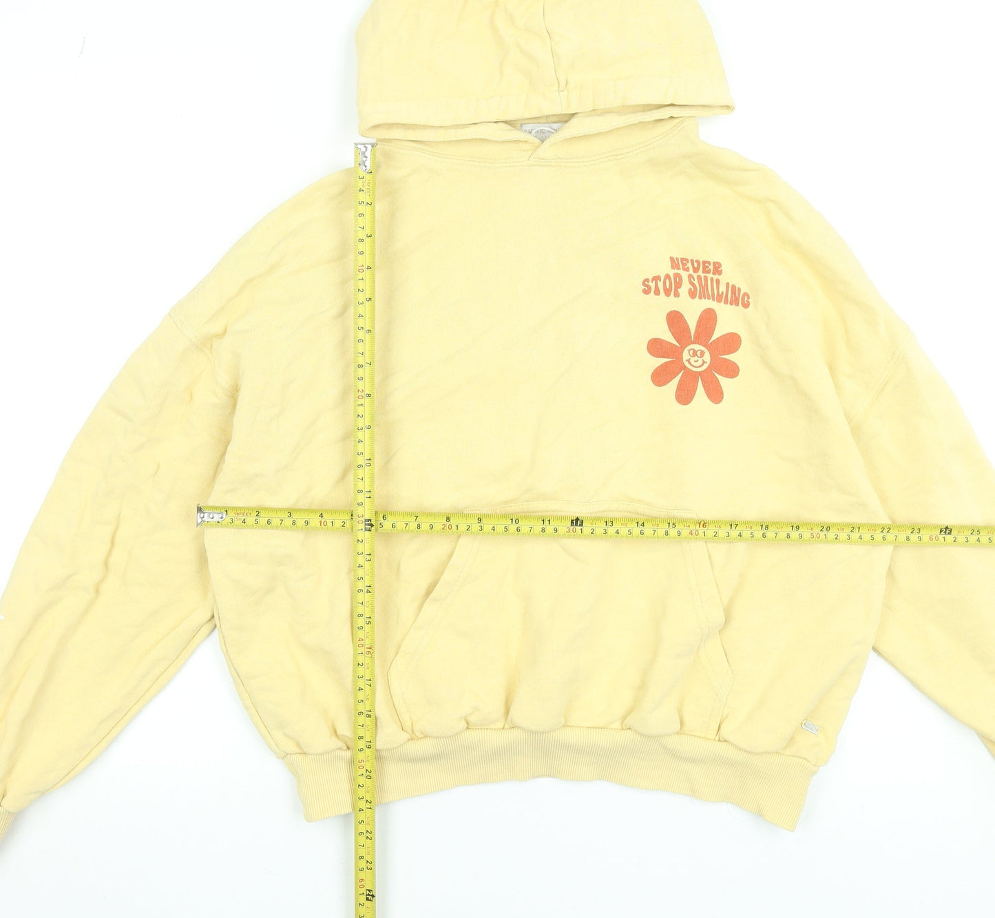Teens UK Size S Pull & Bear Yellow Pullover Hoodie